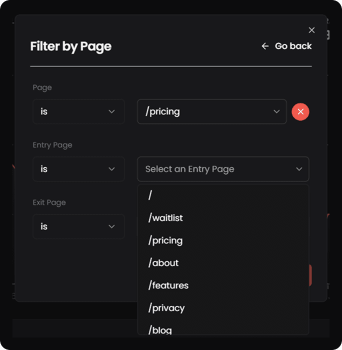 Filter dialog