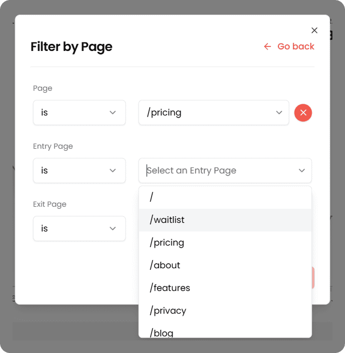 Filter dialog